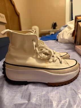 Converse Cream High-Top Platform Sneakers